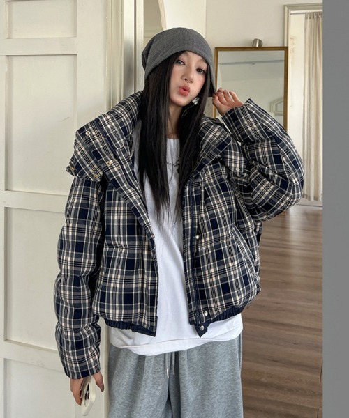 パーリーゲイツ 2WAYダウンジャケット レディース サイズ0 チェック柄