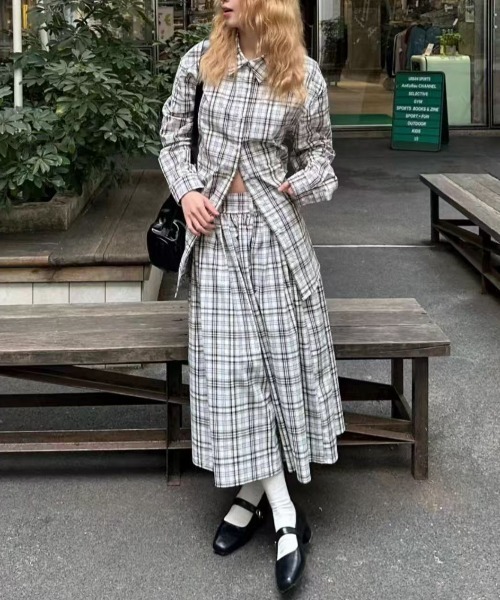 AsRiRe（アスリレイ）の「セットアップ 2wayチェック柄シャツ+ロング