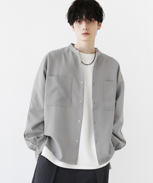 セール】ビッグシルエットドレープリラクシングドルマンバンドカラー