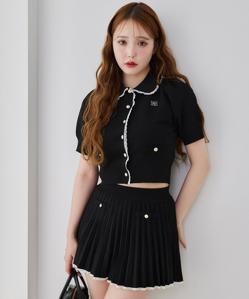 セール】【新色追加！】ポロ襟半袖ニットセットアップ（ワンピース