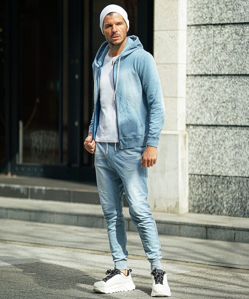 セール】カットデニムセットアップ メンズ フルジップパーカー