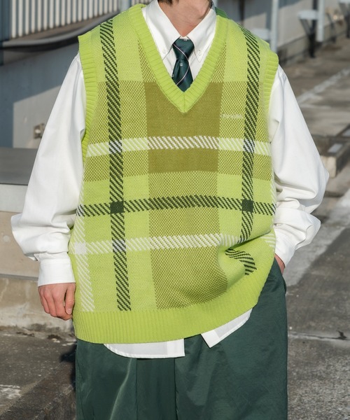 Perushu（ペルーシュ）の「レトロチェックニットベスト（ベスト）」 - WEAR