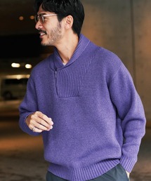 ハーフジップ」に該当するニット/セーター（パープル/紫色系・無地