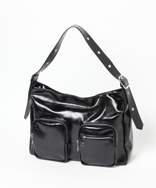 セール】フェイクレザーダブルポケットショルダー 147093（ショルダー