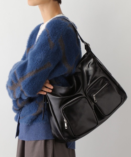 セール】フェイクレザーダブルポケットショルダー 147093（ショルダー