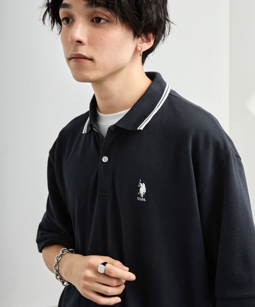 U.S. POLO ASSN 別注 ワンポイント刺繍 鹿の子ルーズポロシャツ MONO