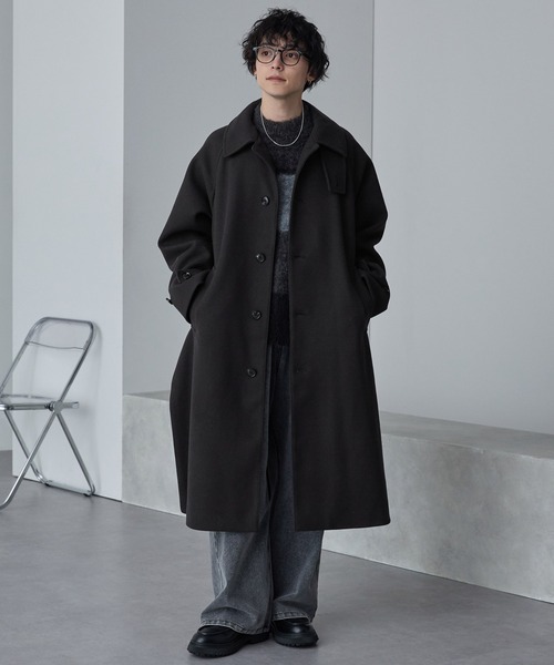 【匿名配送】【入手困難】【レア】メルトンコート　ジャケット　黒　スボルメ ストレッチメルトン ステンカラーコート[品番：TKQJ0024178]｜TAKA-Q