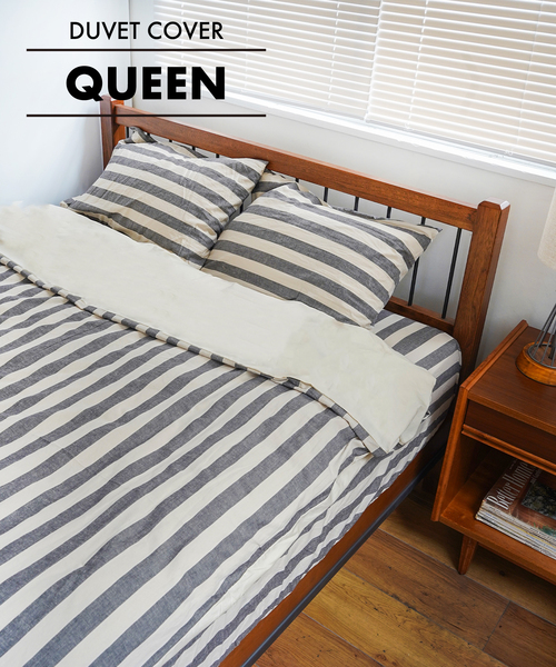 セール】ふとんカバー ストライプ クイーン DUVET COVER Q（寝具