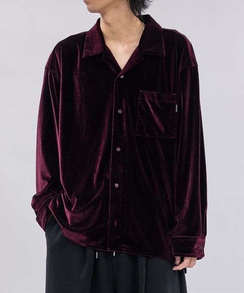 セール】【a】〔NAIVE MAGIC〕ルーズサイズ オープンカラー ベロア