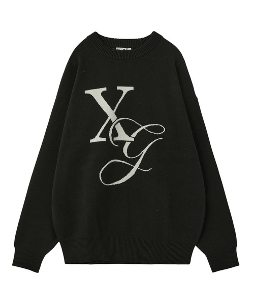 X-girl（エックスガール）の「XG MONOGRAM LOGO JACQUARD KNIT TOP
