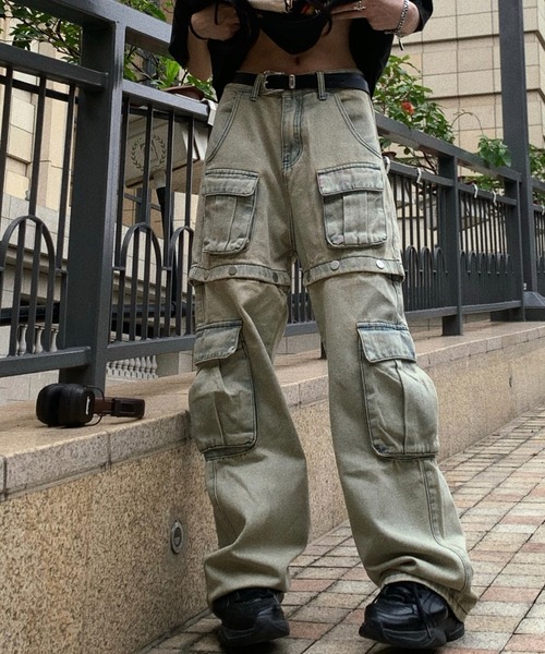 セール】2WAY 膝開きデニムカーゴパンツ（デニムパンツ）｜DIAVEL