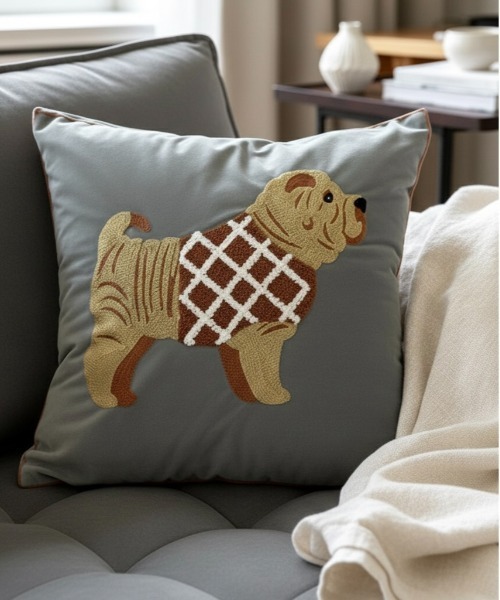 セール】IO Select / DOG刺繍 クッションカバー 45×45cm YWG-0002