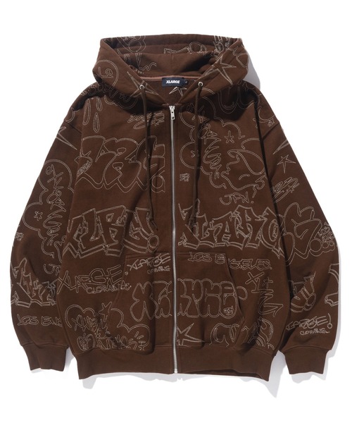 XLARGE（エクストララージ）の「EMBROIDERED ALLOVER LOGO ZIP UP