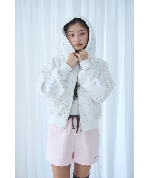 Compact lace zip hoodie / レース付きコンパクトジップフーディー