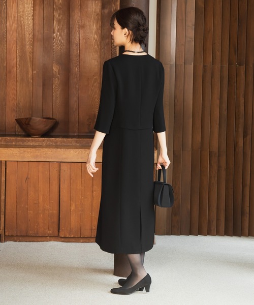 前ファスナー】ステンカラージャケット＆タイトロングワンピース