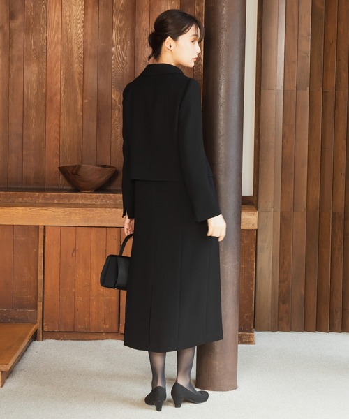前ファスナー】ステンカラージャケット＆タイトロングワンピース