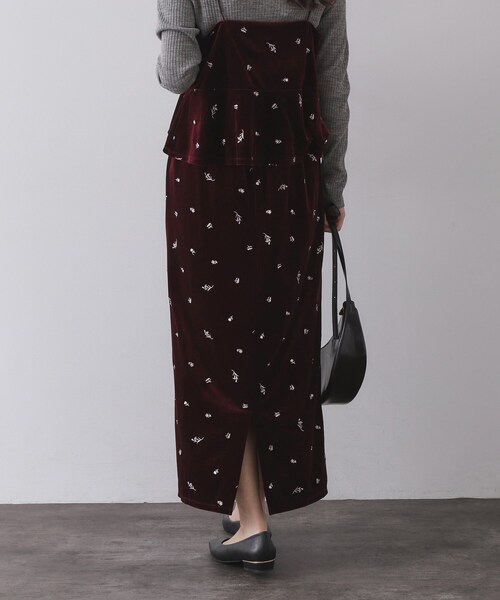 セール】ベロアナロースカート/セットアップ対応可【洗濯機OK