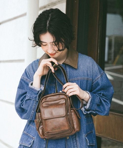 500mlボトル収納可能》PUマルチポケットショルダーバッグ（ショルダー