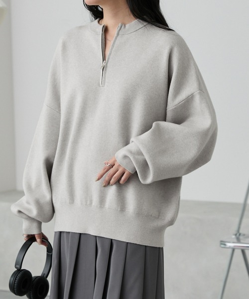 スウェットライクウォッシャブルハーフジップニット MONO-MART│MONO