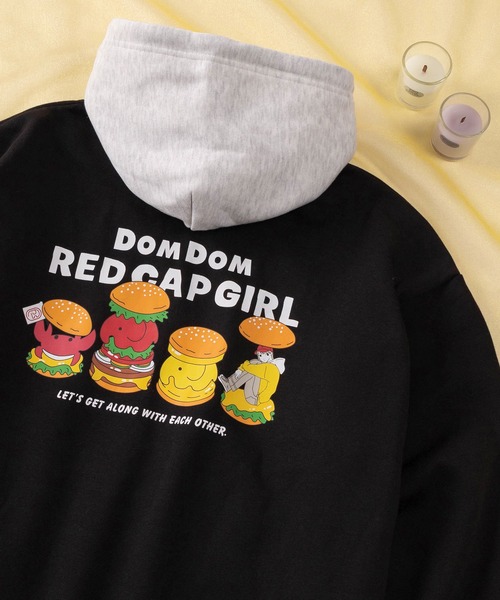 セール】【70】【RCG】ドムドムバーガーコラボ 裏起毛 フード配色 プル