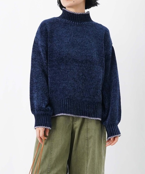 セール】LC/LLL ベロアモール配色プルオーバー/ベロアモールニット