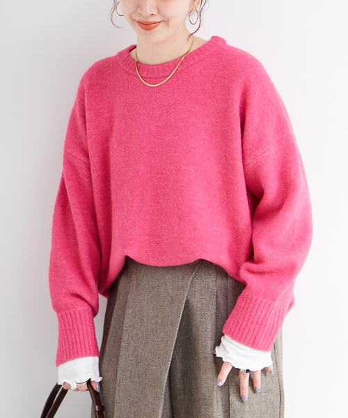 手洗い可 / WOOLMIXクルーネックプルオーバー（ニット/セーター）｜B.C