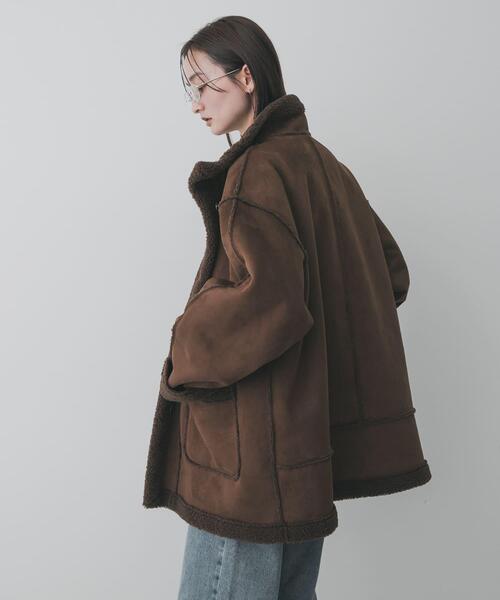 セール】フェイクムートンスタンドジャケット（ムートンコート