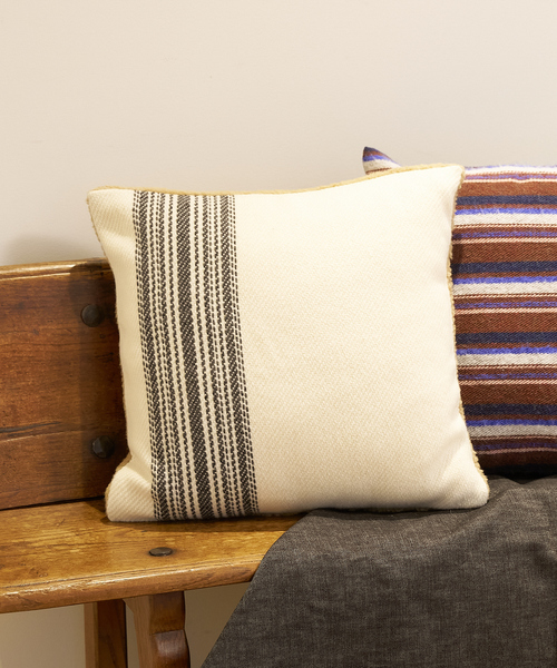 4個 アメリカ製 Cross Canvas スマイル クッションカバー ベージュ 4