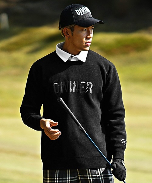 DIVINER GOLF】ロゴ刺繍長袖ニット メンズ ゴルフウェア ニット