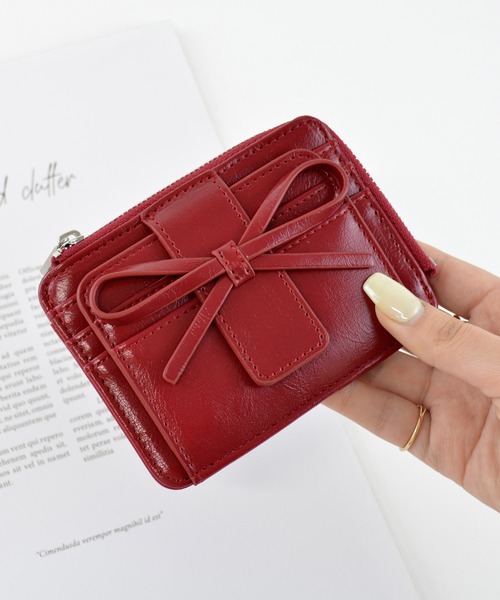 リボン パスケース ミニ財布 ミニウォレット フラグメントケース