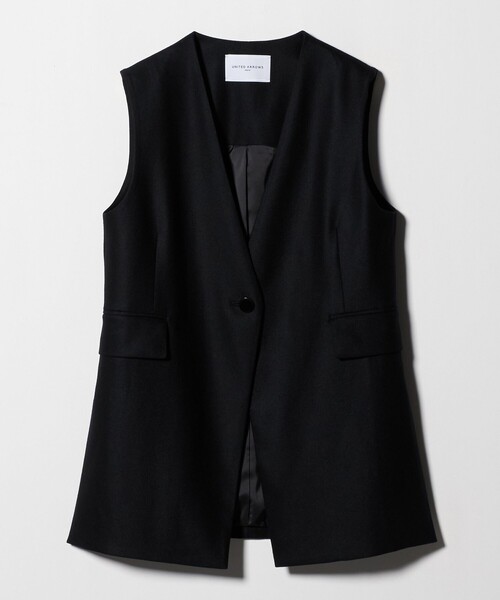 セール】Vネック ノーカラー テーラード ベスト（テーラードジャケット