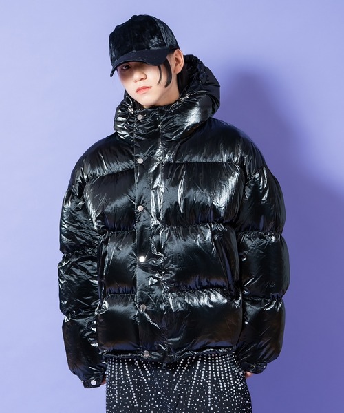 a.p.o.v. シャイニーメタリックポリオーバーサイズクロップド