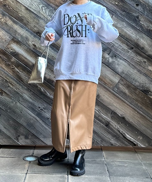 セール】フェイクレザーフロントZIPスカート（スカート）｜mi via loca