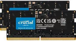 Crucial 64GB (2 x 32GB) 262-Pin DDR5 SO-DIMM DDR5 4800 (PC4 38400