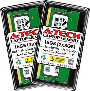 A-Tech 16GB (2x8GB) DDR5 4800MHz SODIMM PC5-38400 Non-ECC