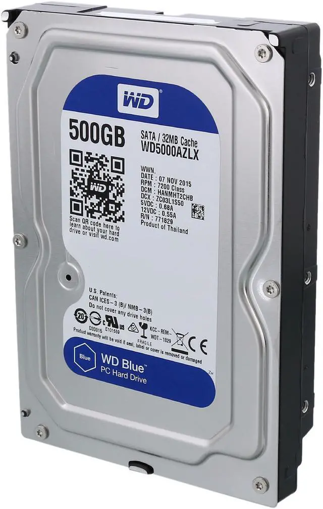 WD Blue 500GB Desktop Hard Disk Drive - 7200 RPM SATA 6Gb/s 32MB