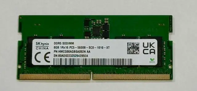 SK-Hynix 8GB DDR5 5600MHz SODIMM PC5-5600B-SC0 1Rx16 1.1V SO-DIMM