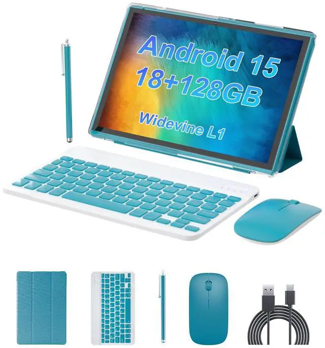 ZZB Android 15 Tablet 10 inch Tablet 2 in 1 Tablets with Keyboard