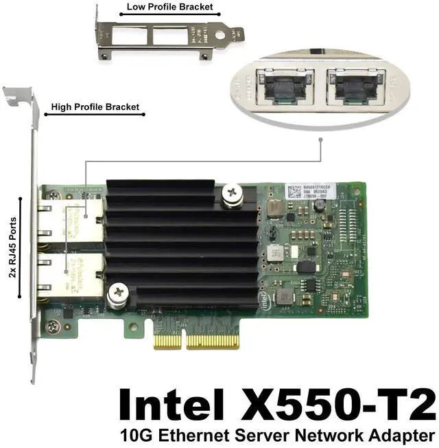 Intel X550-T2BLK Dual Port 10GbE PCIe 3.0 x8 Network Adapter High