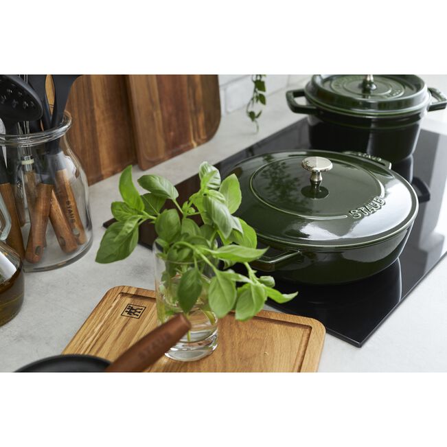 ストウブ ブレイザー・ソテーパン 24 cm, 鋳鉄, バジルグリーン