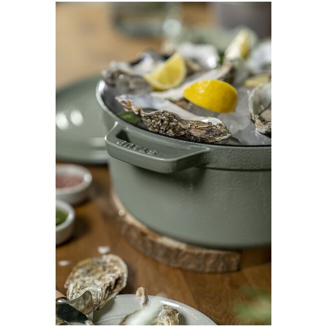 ストウブ 鋳物ホーロー鍋 ピコ・ココット 24 cm, ラウンド, ユーカリ