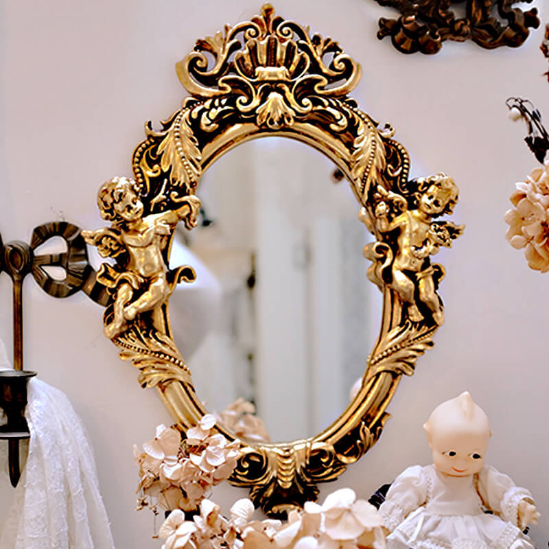 Vintage Baroque Mirror in Distressed Gold Angel Finish – CharmyDecor