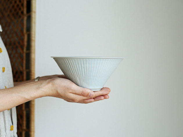 阿南維也 白磁鎬6寸深鉢