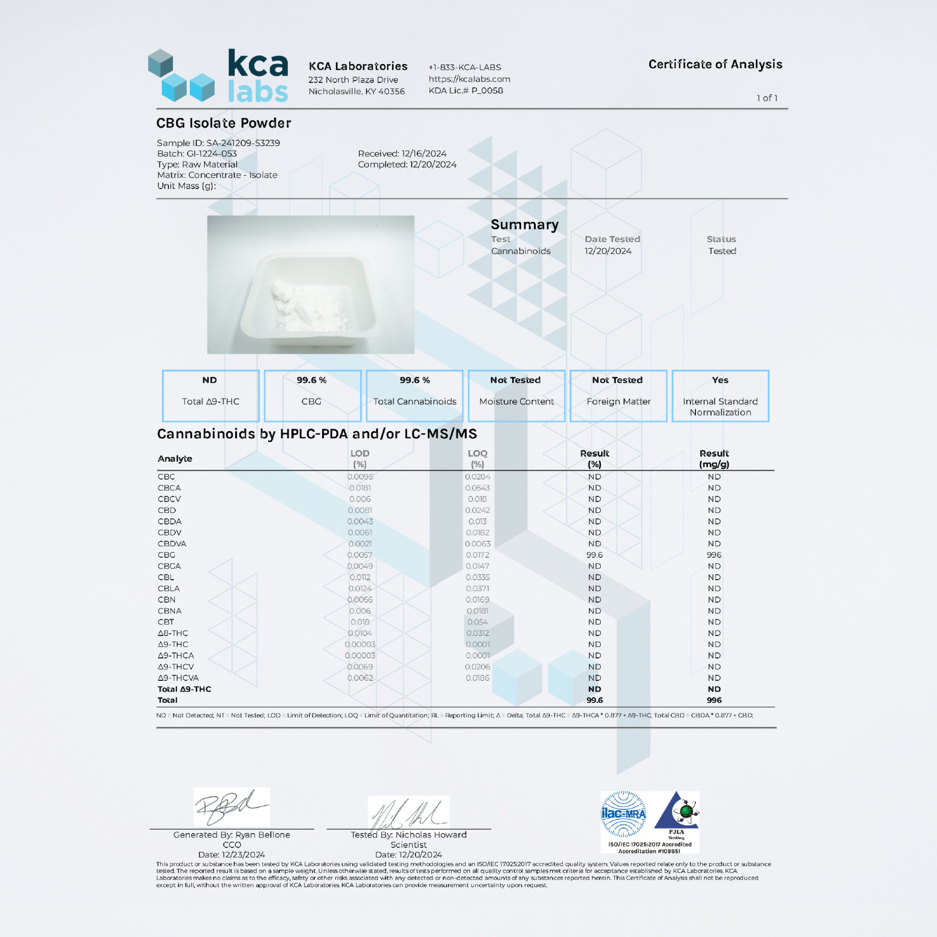 CHILLAXY CBD | 【新基準対応】原料 CBGアイソレート