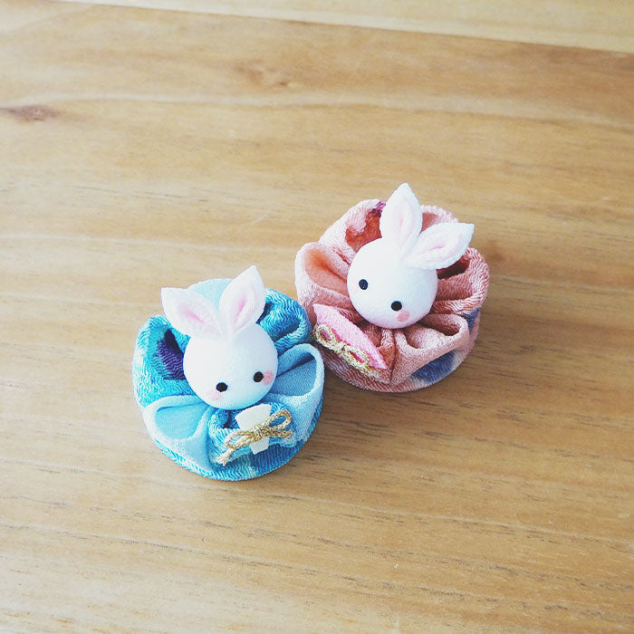受注生産品】つまみ細工 -うさぎ雛セット- — ちりめん細工館 公式