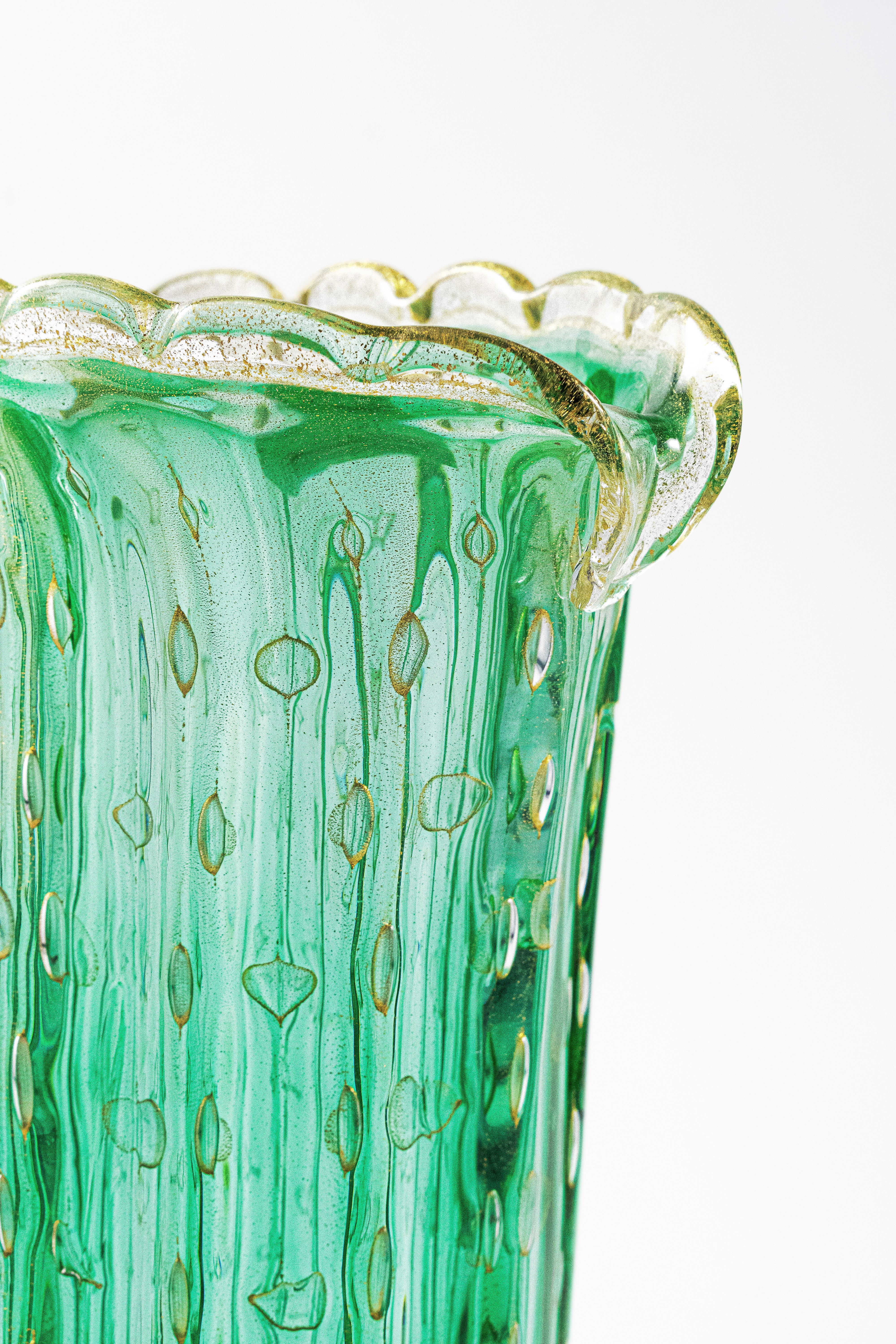 ムラーノガラス（ベネチアングラス）花瓶／花器「シェル」ヴェルデ