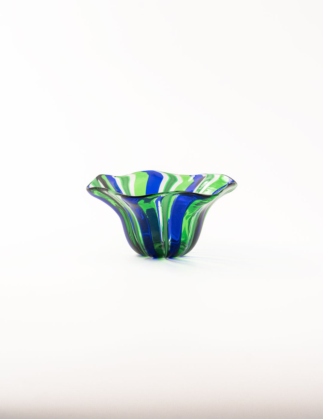 ムラーノガラス（ベネチアングラス）「フリル小鉢」ヴェルデ/ブルー