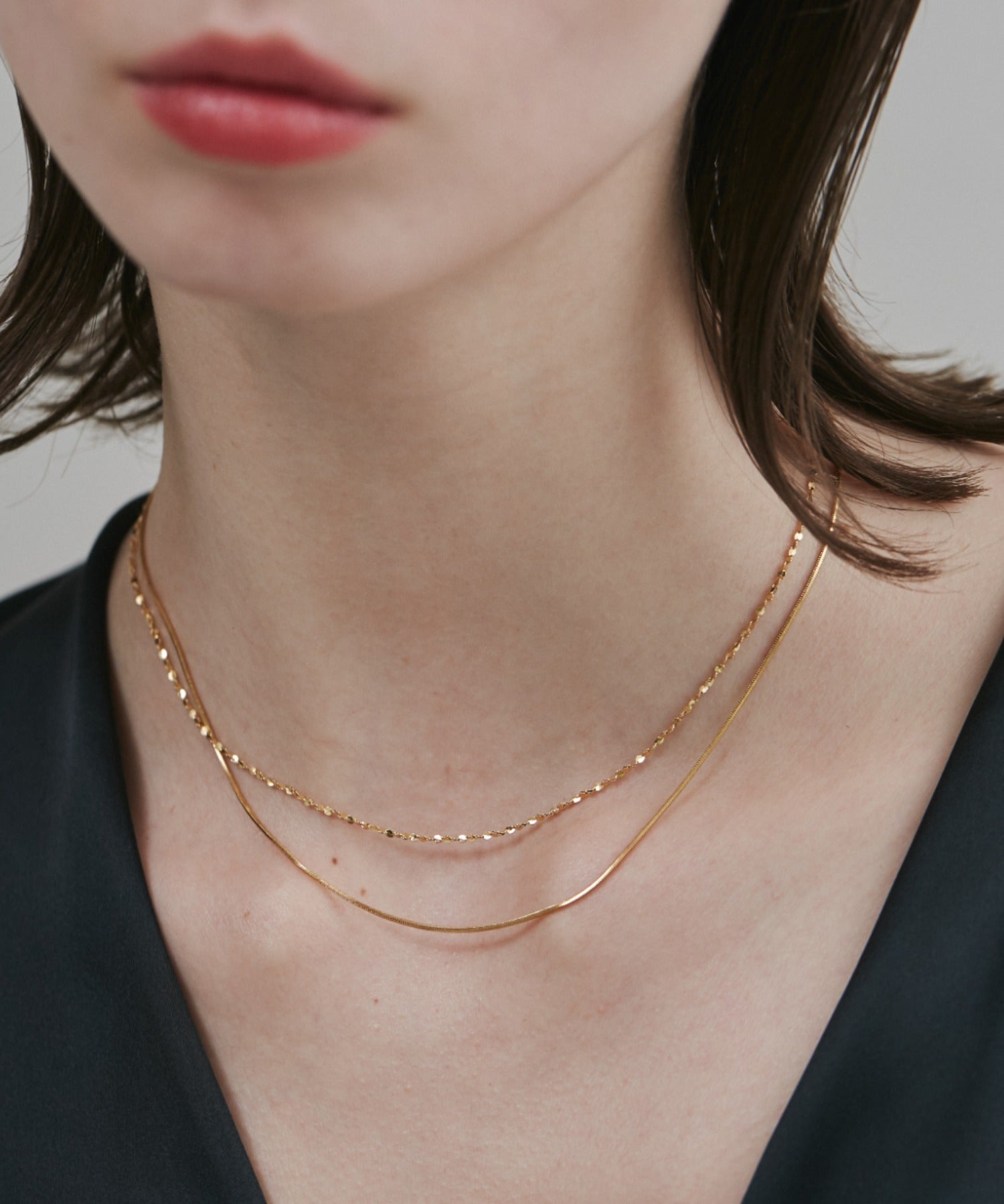 金属アレルギー対応 】 2連チェーンネックレス サージカルステンレス