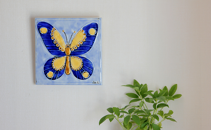 Lisa Larson/リサ・ラーソン/FJARILSPLATTOR/蝶の陶板【廃盤のため在庫