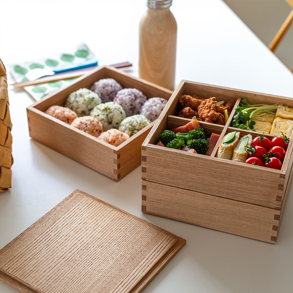 松屋漆器店｜白木塗タモ ナチュラル［6寸］三段重箱 COMFOTA 北欧雑貨店